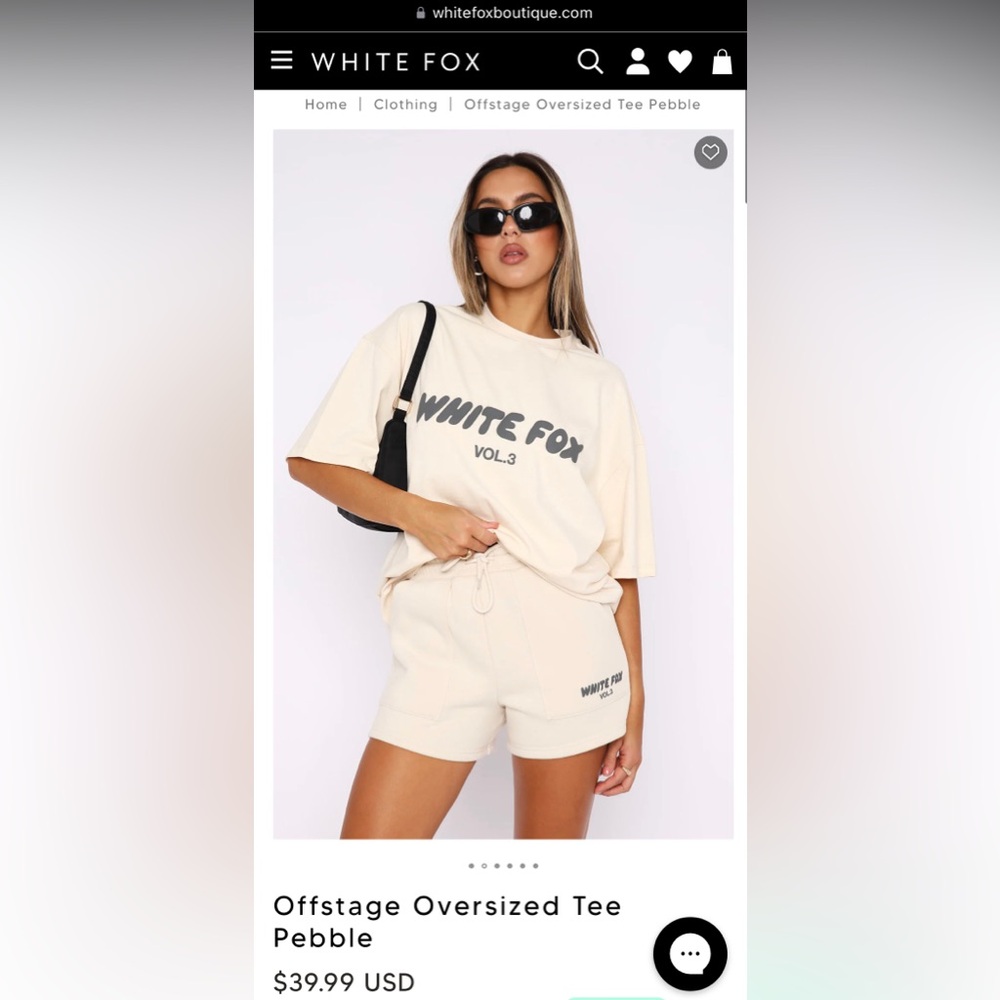 White Fox Offstage Oversized Graphic T-Shirts/Tees in Moss and Pebble Colors